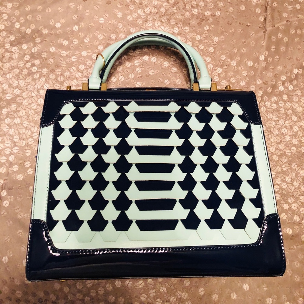 Nicole Lee USA- teal & navy satchel